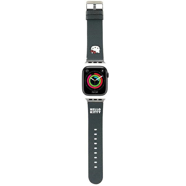 Pas Hello Kitty Leather Kitty Head za Apple Watch 42mm / 41mm / 40mm / 38mm Series, Črna