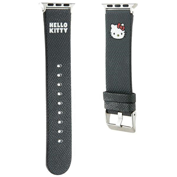 Pas Hello Kitty Leather Kitty Head za Apple Watch 42mm / 41mm / 40mm / 38mm Series, Črna