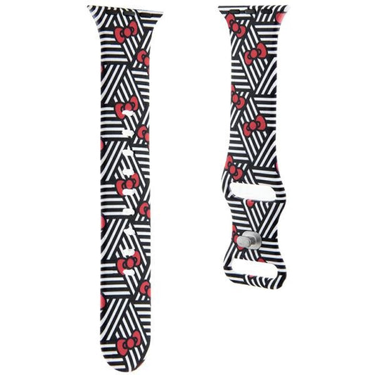 Pas Hello Kitty Silicone Bows & Stripes za Apple Watch 42mm / 41mm / 40mm / 38mm Series, Črna