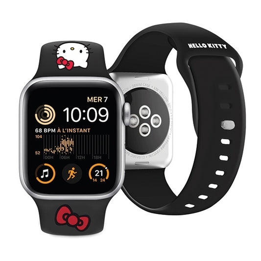Pas Hello Kitty Silicone Kitty Head za Apple Watch 42mm / 41mm / 40mm / 38mm Series, Črna