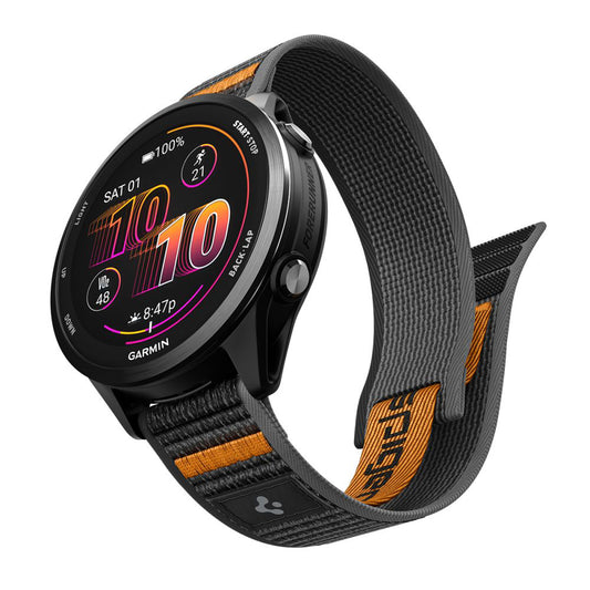 Pas Spigen Athlex Air 2 za Garmin Watch Venu / Forerunner Series, 22mm, Črno Oranžen AMP11425