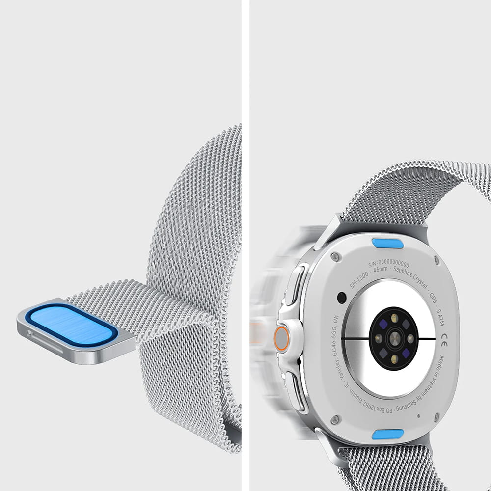 Pašček Spigen Metal Fit za Samsung Galaxy Watch9 / Watch8 / Watch8 Classic Series, srebrn AMP10121