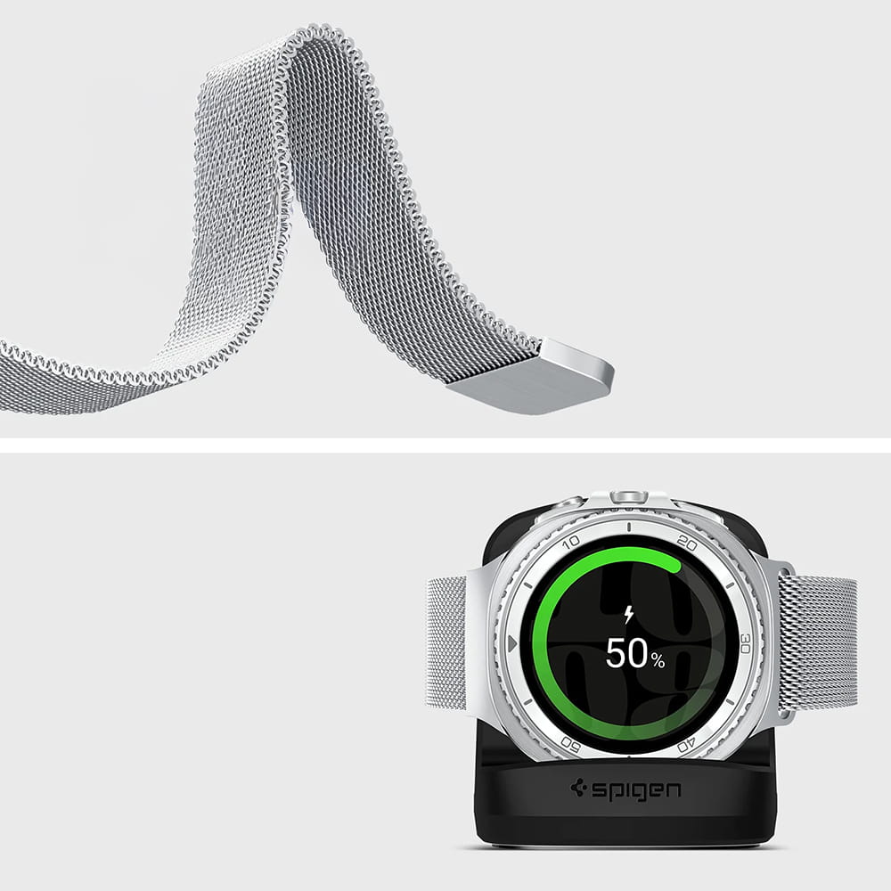 Pašček Spigen Metal Fit za Samsung Galaxy Watch9 / Watch8 / Watch8 Classic Series, srebrn AMP10121