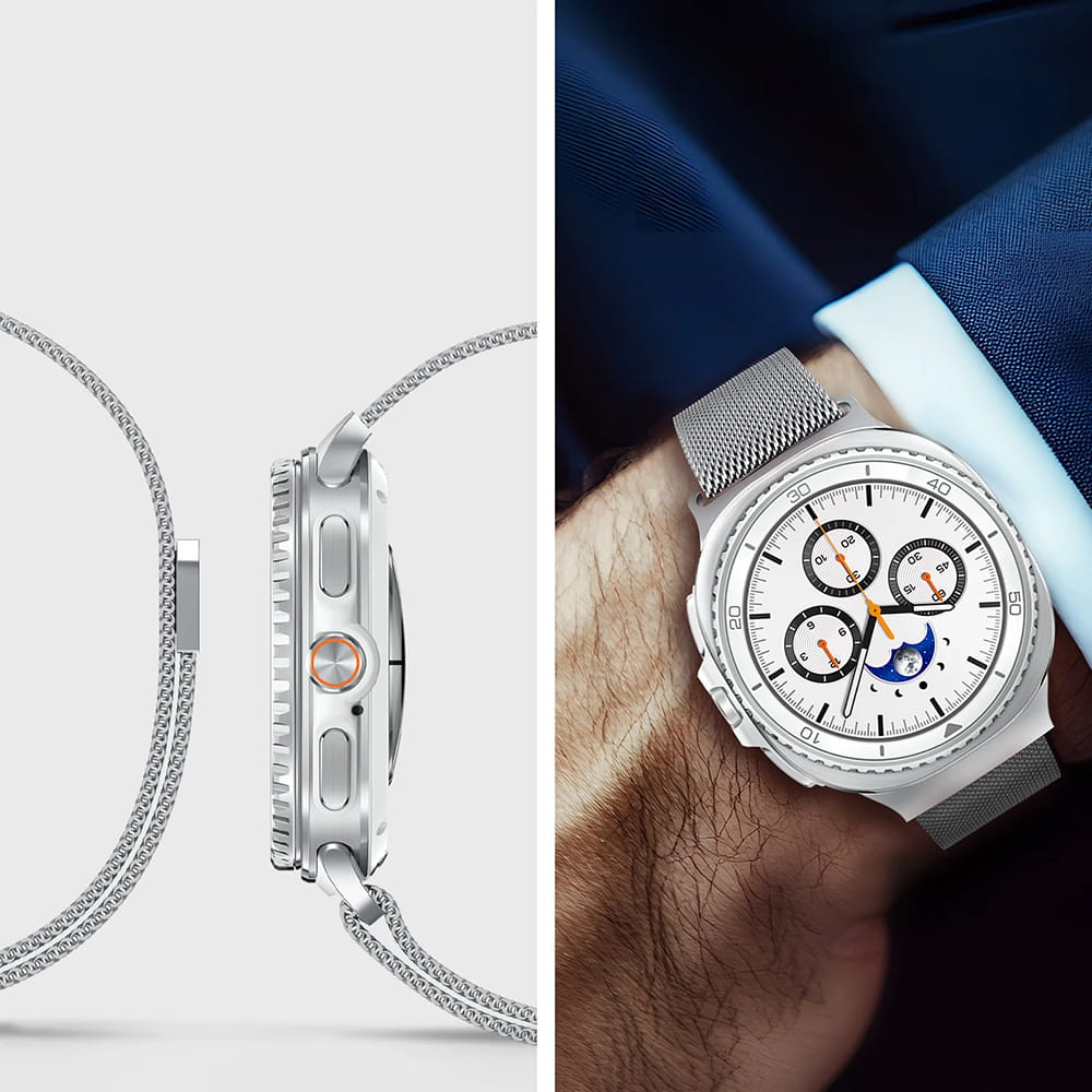 Pašček Spigen Metal Fit za Samsung Galaxy Watch9 / Watch8 / Watch8 Classic Series, srebrn AMP10121