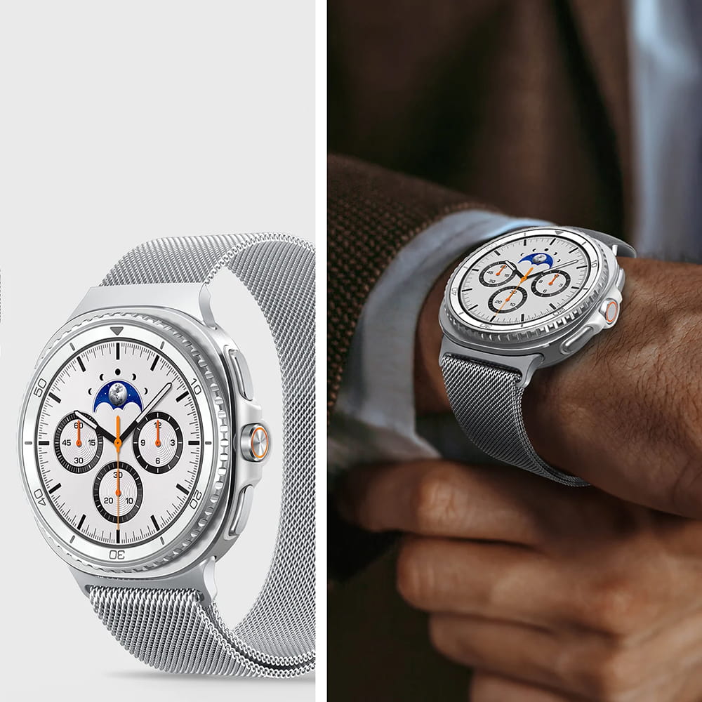 Pašček Spigen Metal Fit za Samsung Galaxy Watch9 / Watch8 / Watch8 Classic Series, srebrn AMP10121