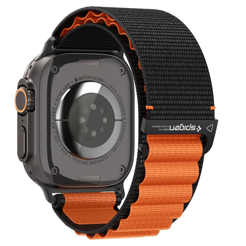 Pas Spigen WBF1 za Apple Watch 49mm / 46mm / 45mm / 44mm Series, Črno Oranžen AMP10145