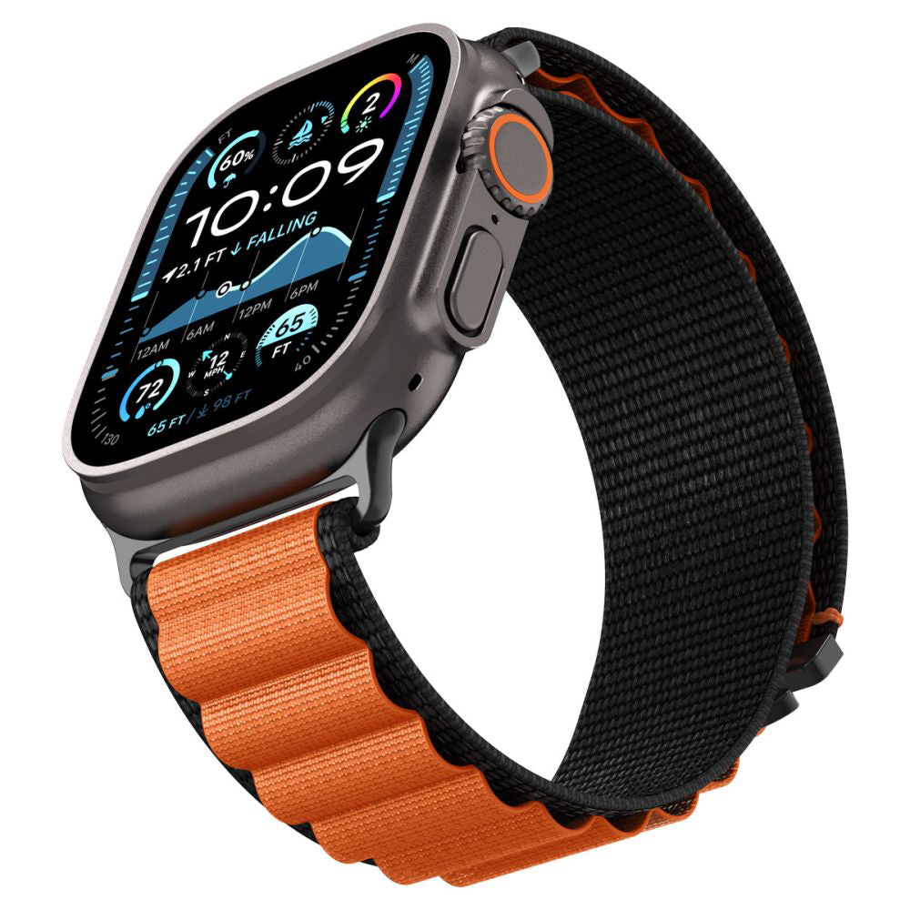 Pas Spigen WBF1 za Apple Watch 49mm / 46mm / 45mm / 44mm Series, Črno Oranžen AMP10145