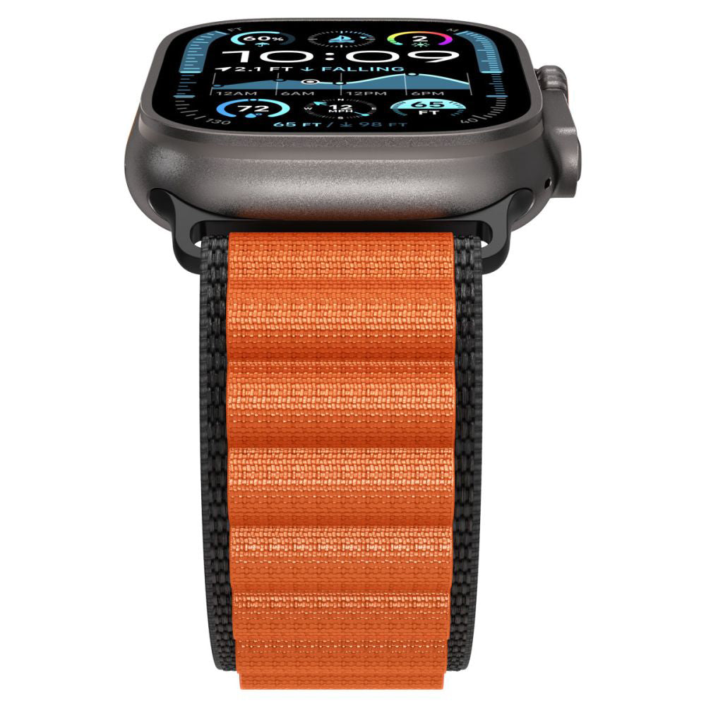 Pas Spigen WBF1 za Apple Watch 49mm / 46mm / 45mm / 44mm Series, Črno Oranžen AMP10145