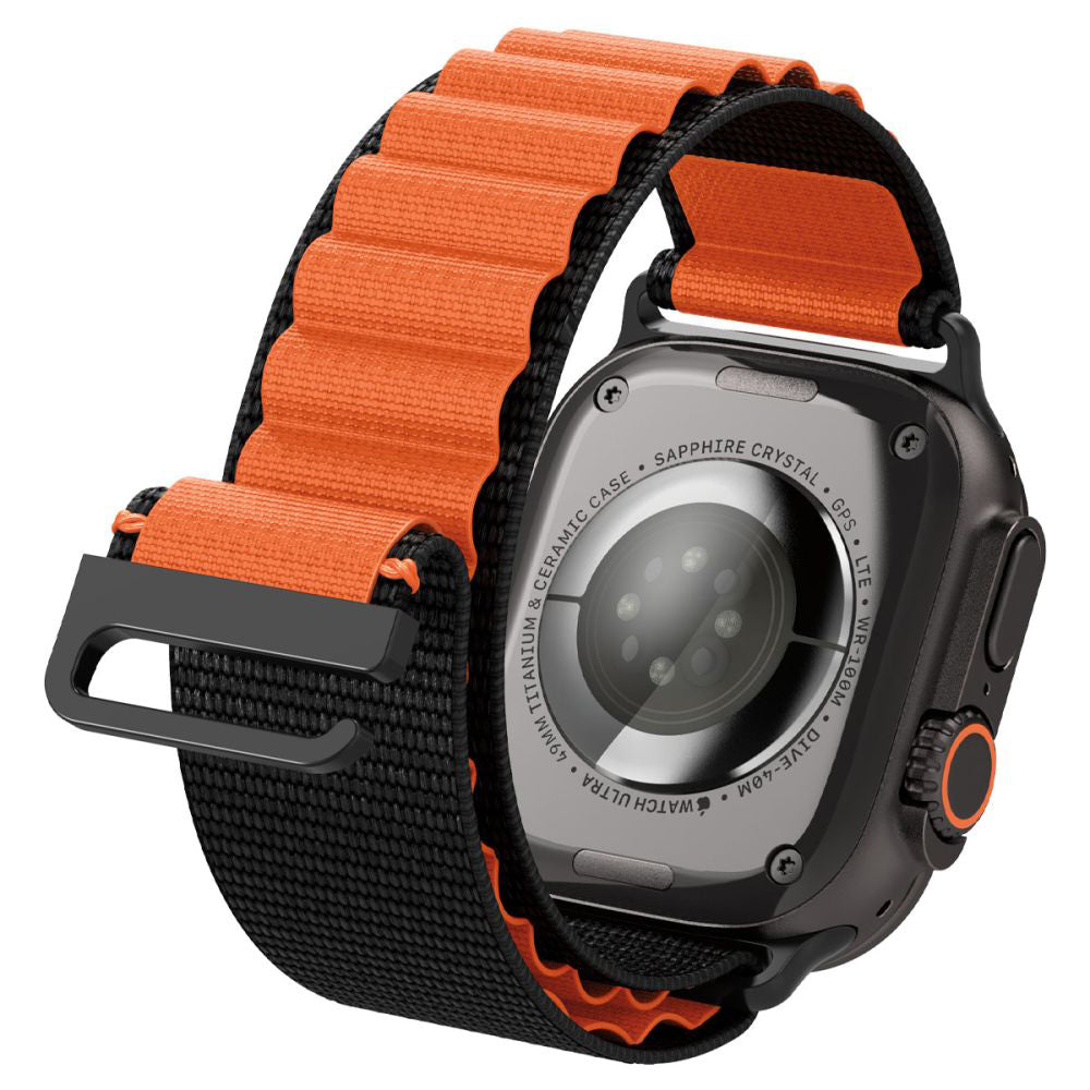 Pas Spigen WBF1 za Apple Watch 49mm / 46mm / 45mm / 44mm Series, Črno Oranžen AMP10145