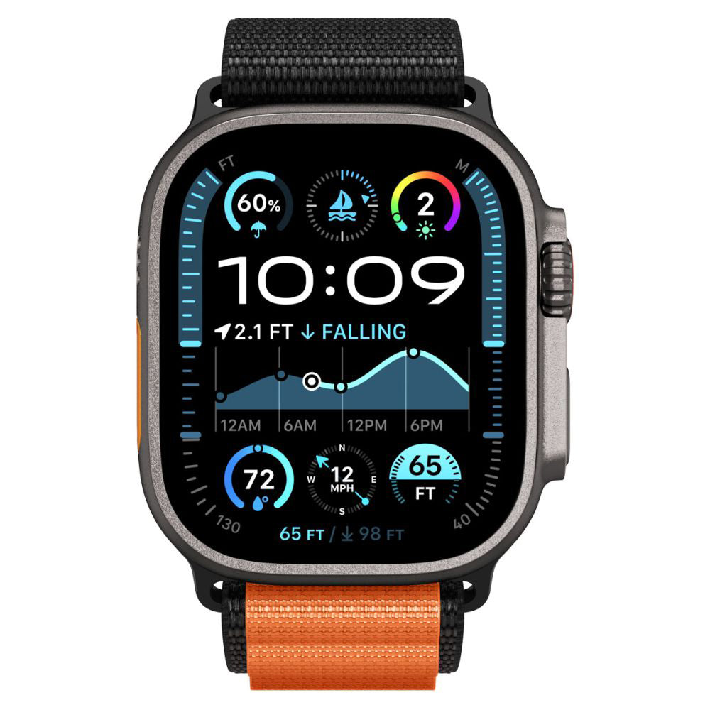 Pas Spigen WBF1 za Apple Watch 49mm / 46mm / 45mm / 44mm Series, Črno Oranžen AMP10145