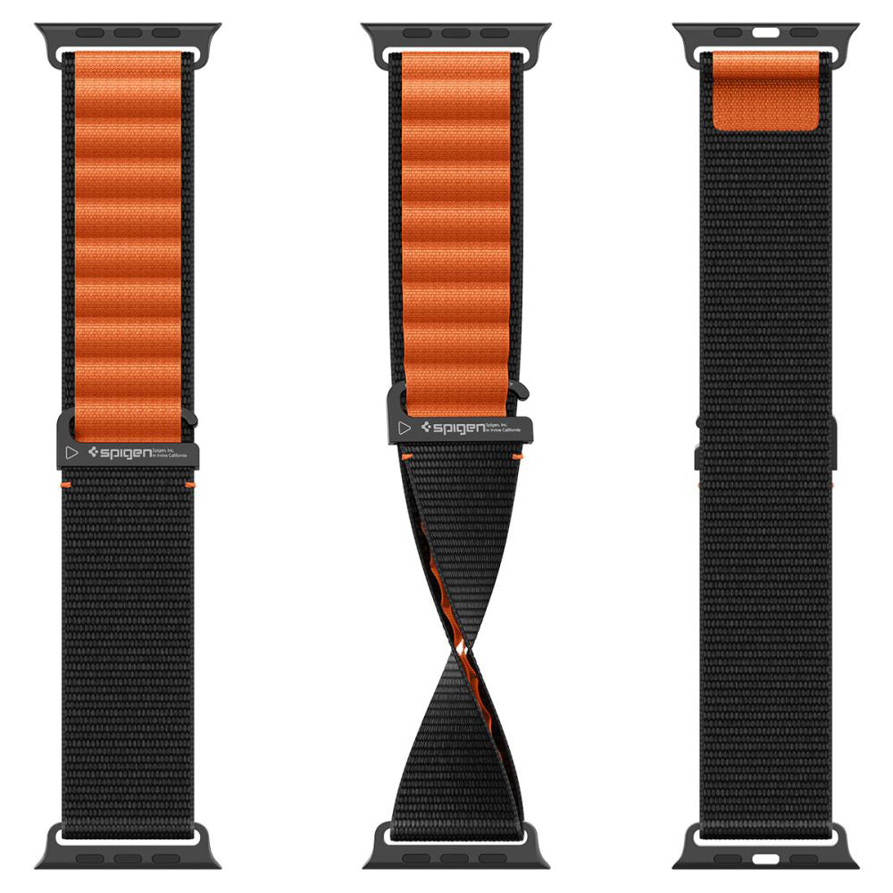Pas Spigen WBF1 za Apple Watch 49mm / 46mm / 45mm / 44mm Series, Črno Oranžen AMP10145
