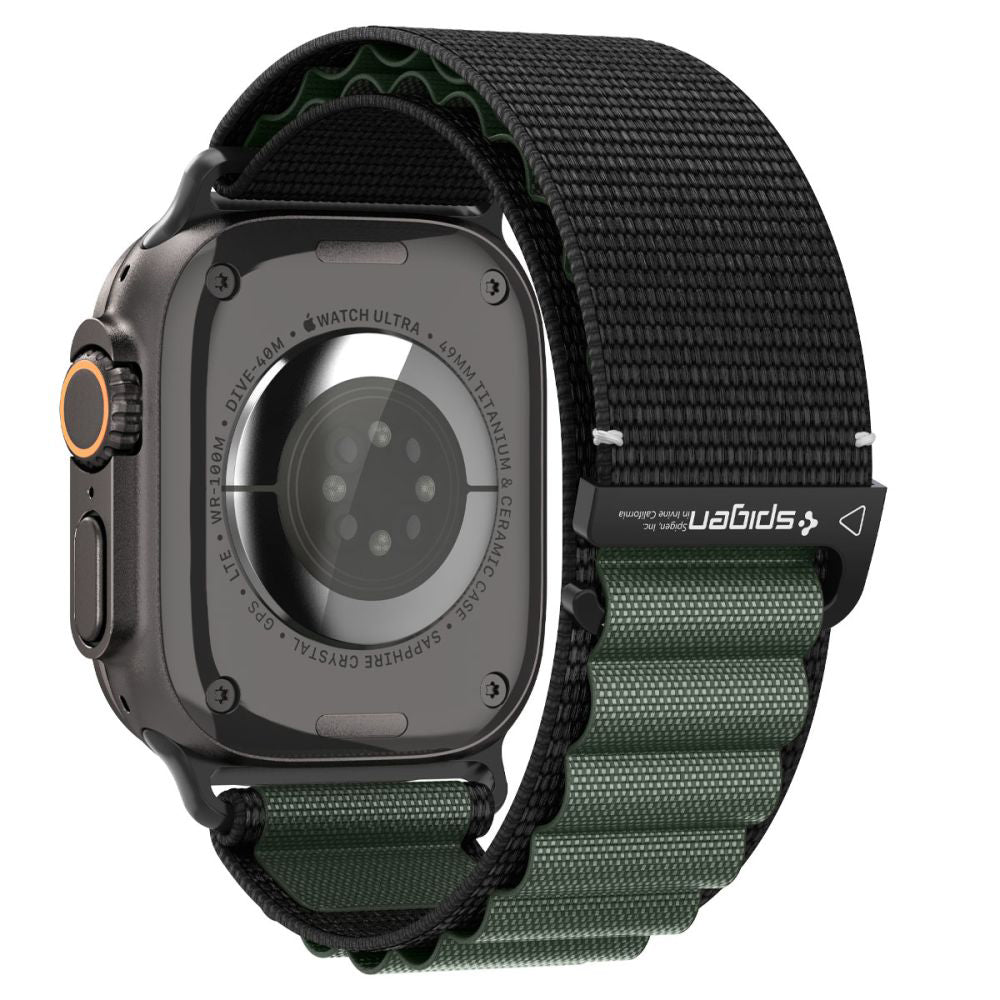 Pas Spigen WBF1 za Apple Watch 49mm / 46mm / 45mm / 44mm Series, Črno Zelen AMP10223