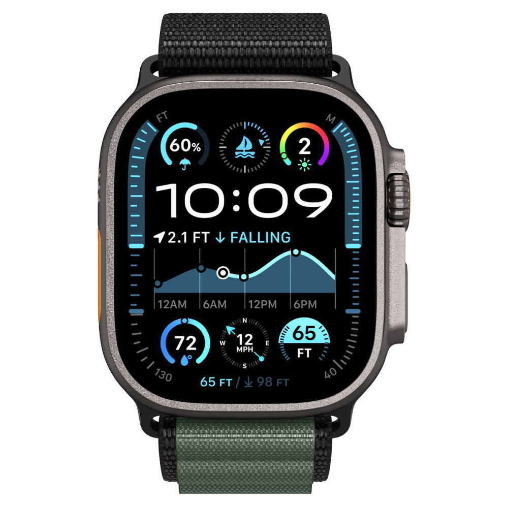 Pas Spigen WBF1 za Apple Watch 49mm / 46mm / 45mm / 44mm Series, Črno Zelen AMP10223