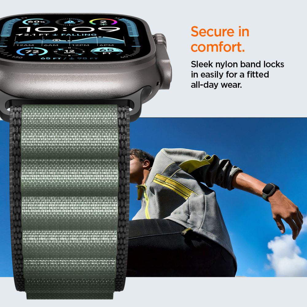 Pas Spigen WBF1 za Apple Watch 49mm / 46mm / 45mm / 44mm Series, Črno Zelen AMP10223