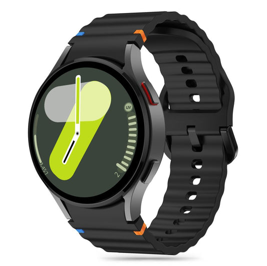 Silikonski športni trak Tech-Protect za Samsung Galaxy Watch7 / Watch FE / Watch6 / Watch5 / Watch4 Series, črn