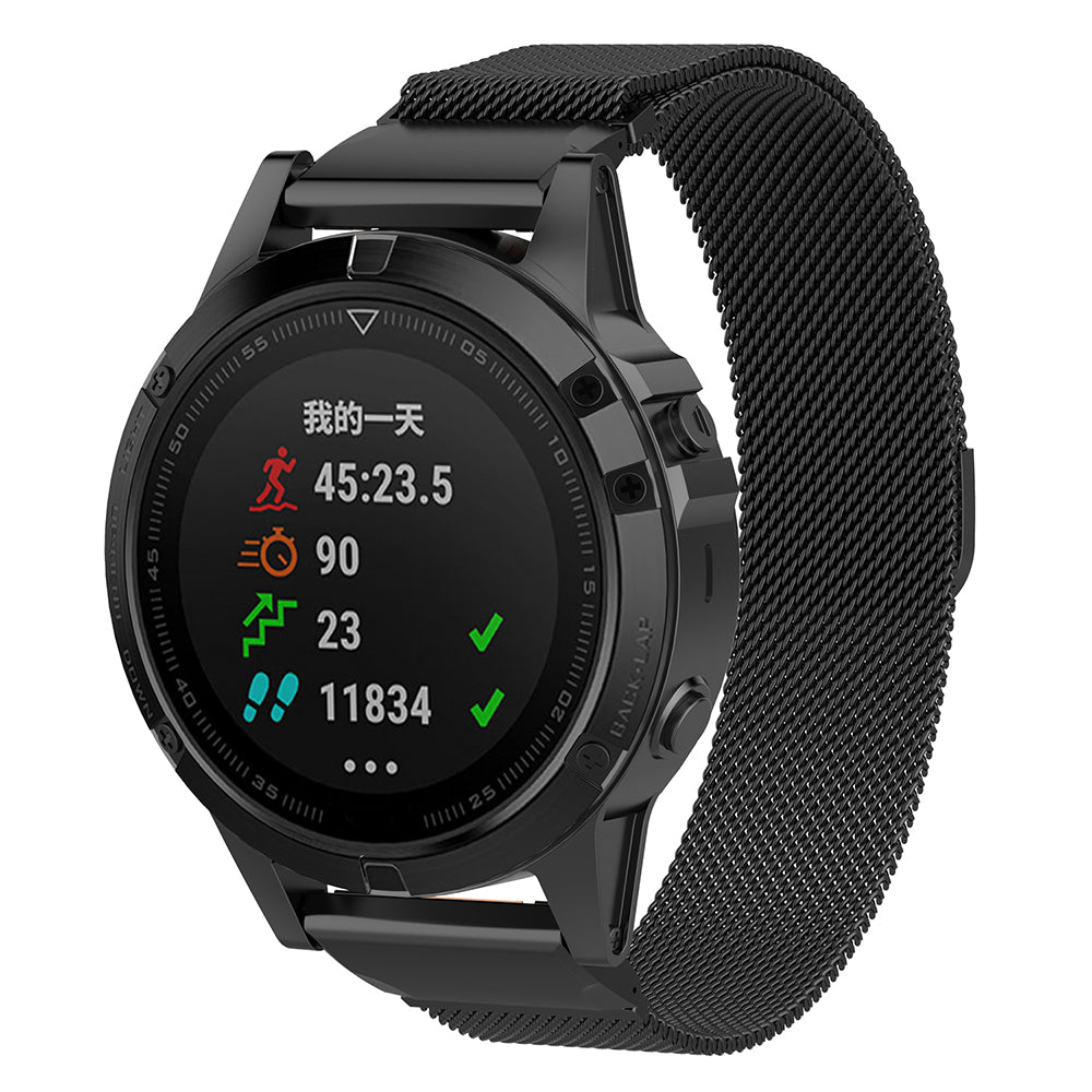Pas Techsuit W009 za Garmin Watch Fenix / Forerunner Series, 22mm, Črna