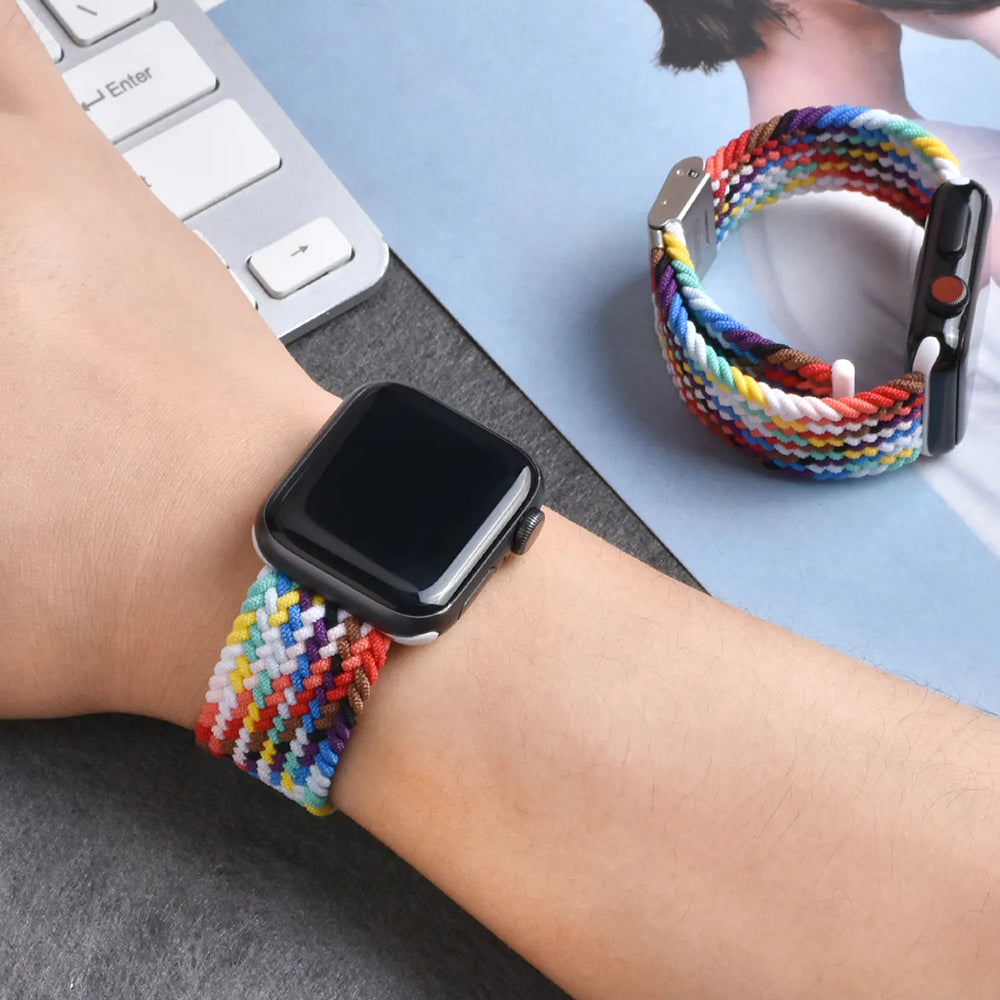 Pas Techsuit W032 za Apple Watch 49mm / 46mm / 45mm / 44mm / 42mm Series, Večbarvna Zelena
