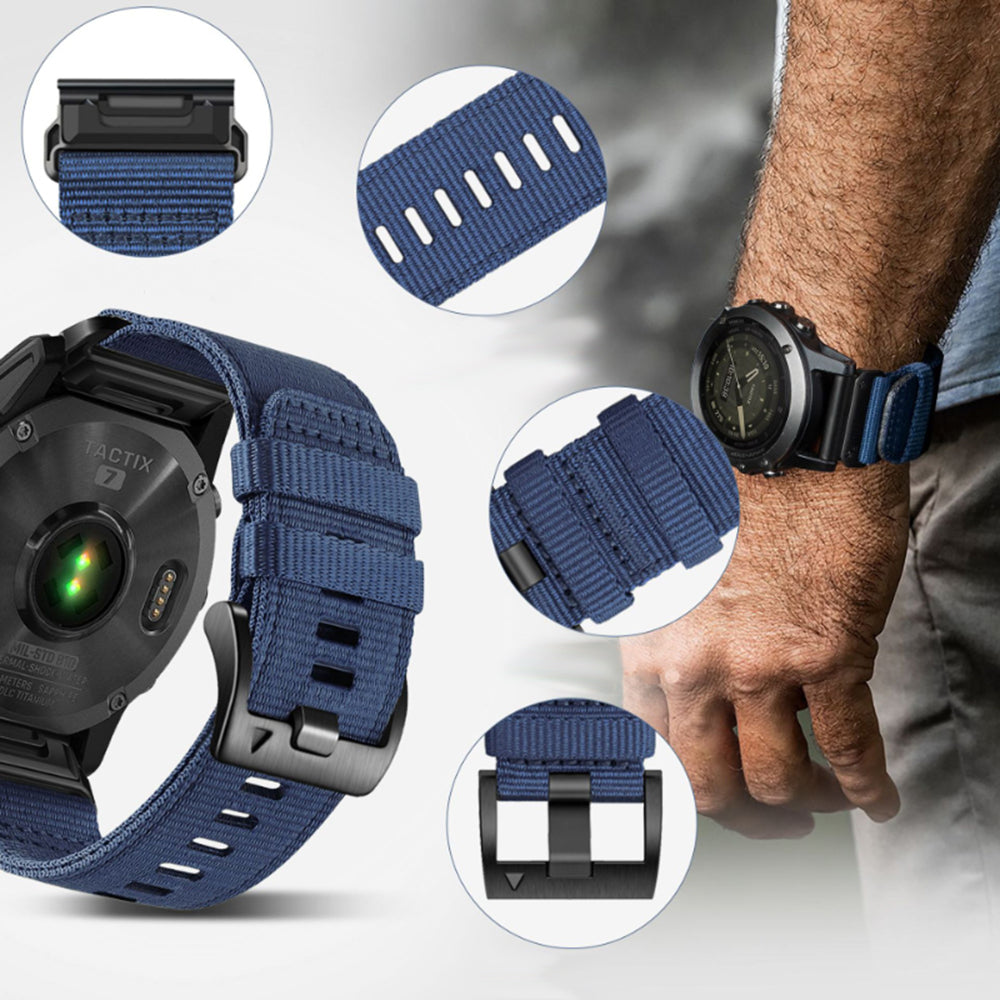 Techsuit W070 Strap for Garmin Instinct / Approach / Fenix Watch Series, 20mm, Navy Blue