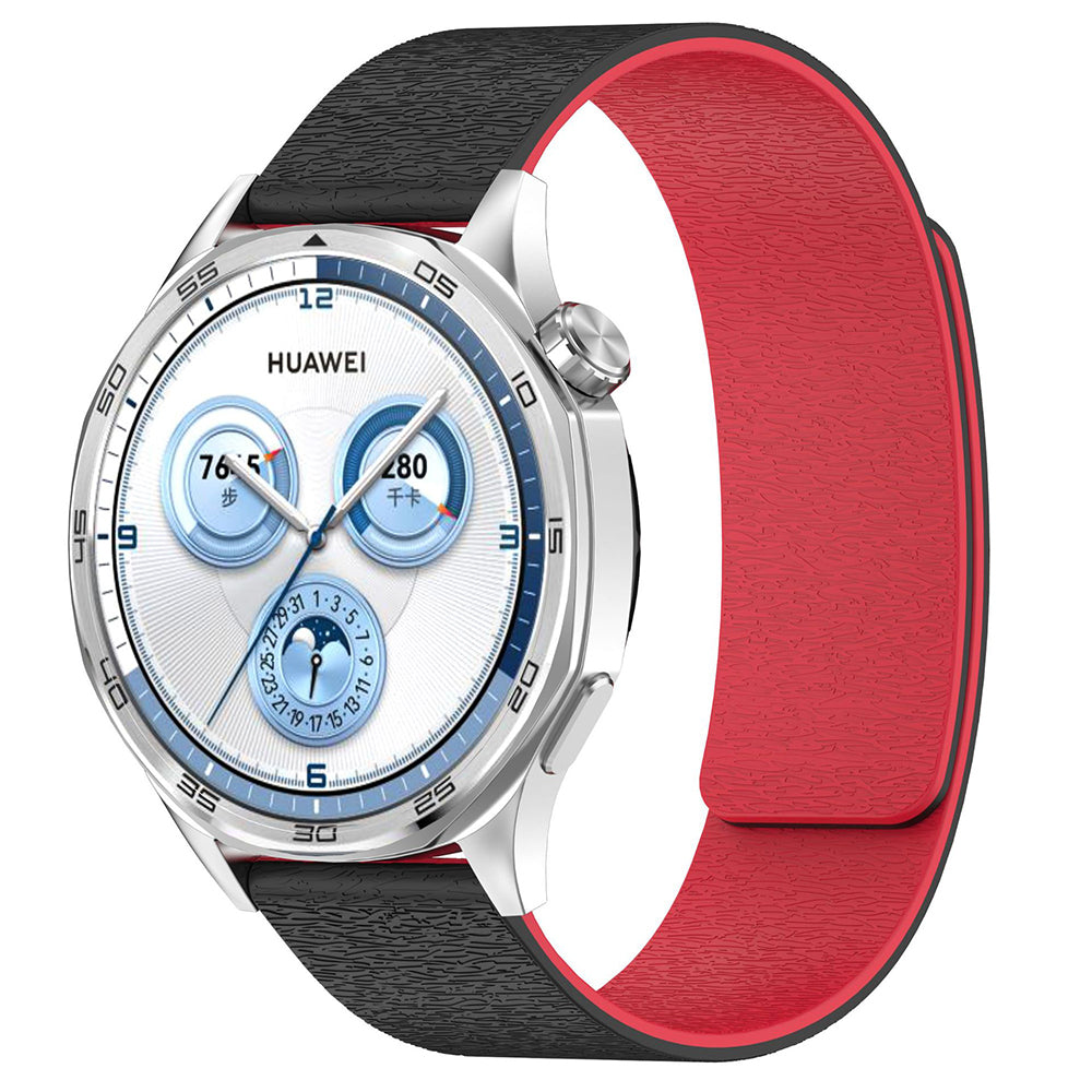 Pas Techsuit W074 za Samsung Galaxy Watch / Huawei Watch Series, 22mm, Črno Rdeča