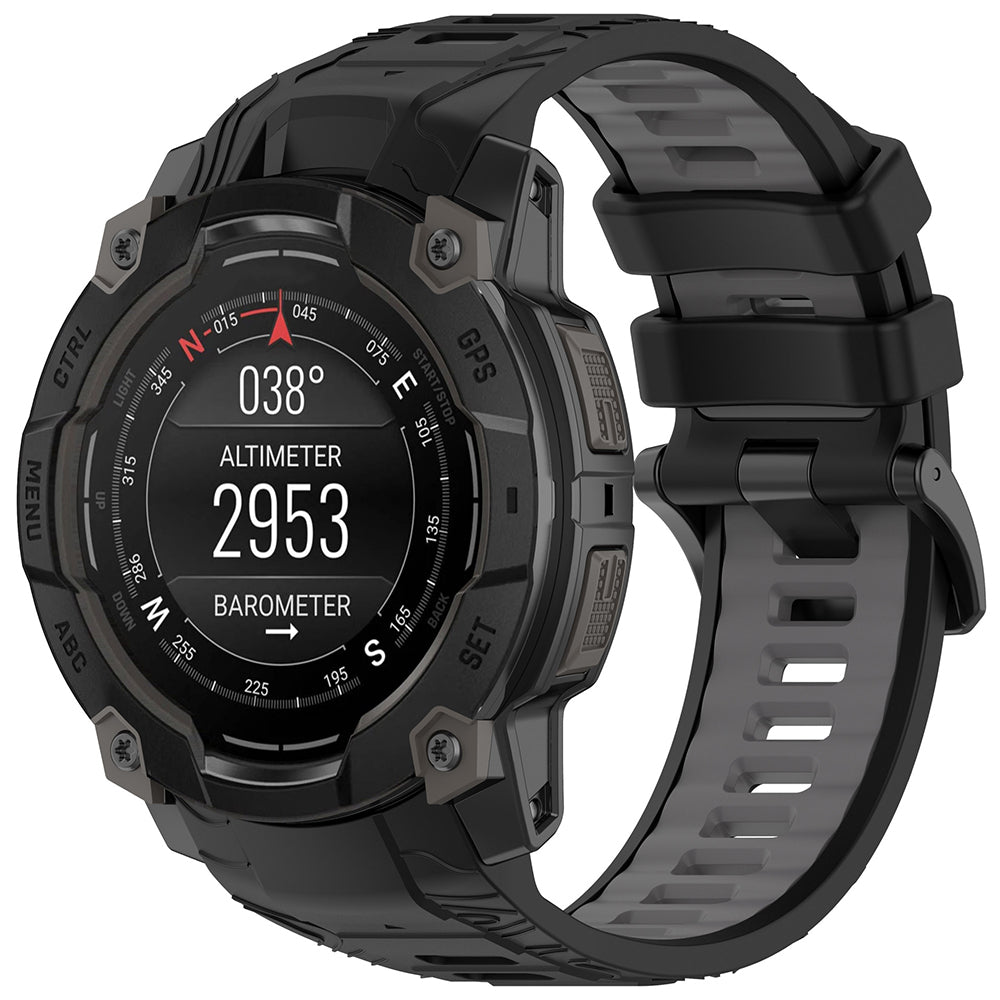 Pas Techsuit W077 za Garmin Instinct 3 50mm Solar / Instinct 3 50mm, Črno Siv