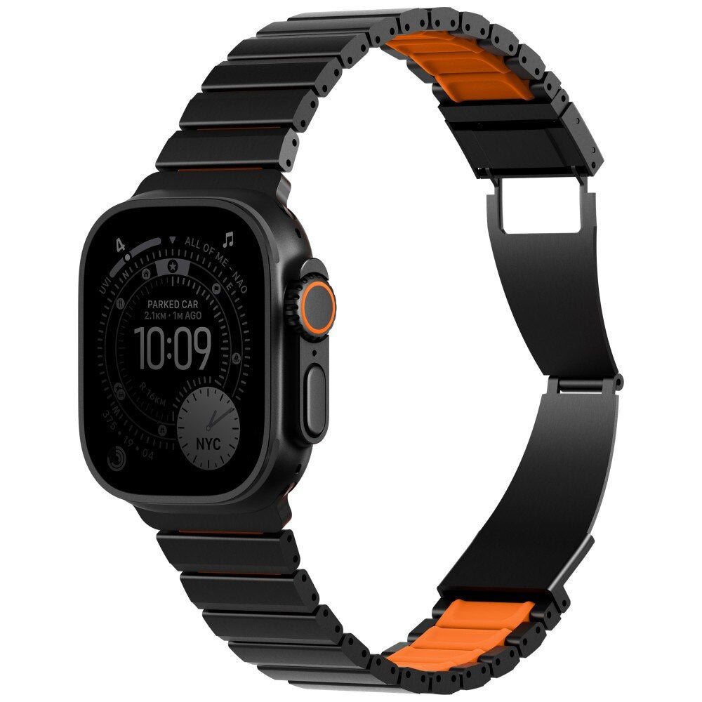 UNIQ Strova Flex pašček za Apple Watch 49mm / 46mm / 45mm / 44mm / 42mm serije, črno oranžen