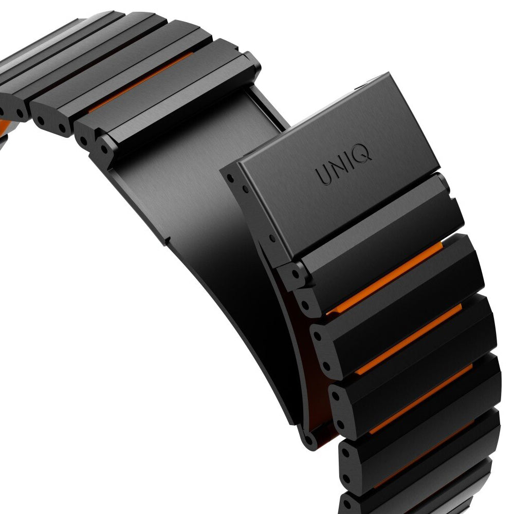 UNIQ Strova Flex pašček za Apple Watch 49mm / 46mm / 45mm / 44mm / 42mm serije, črno oranžen
