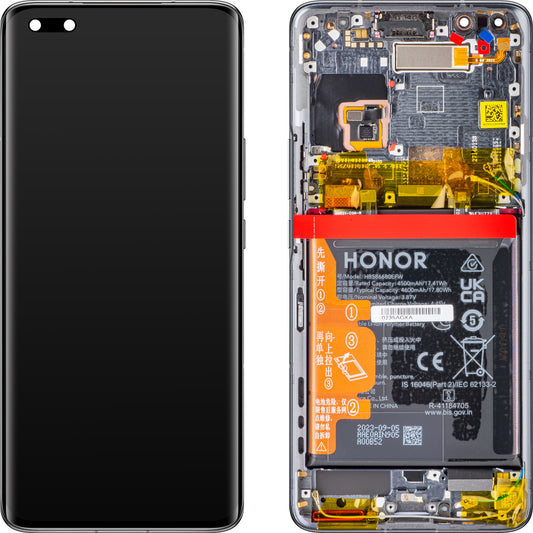 Zaslon na dotik Honor Magic4 Pro, z okvirjem in baterijo, črn, servisni paket 0235AGXA