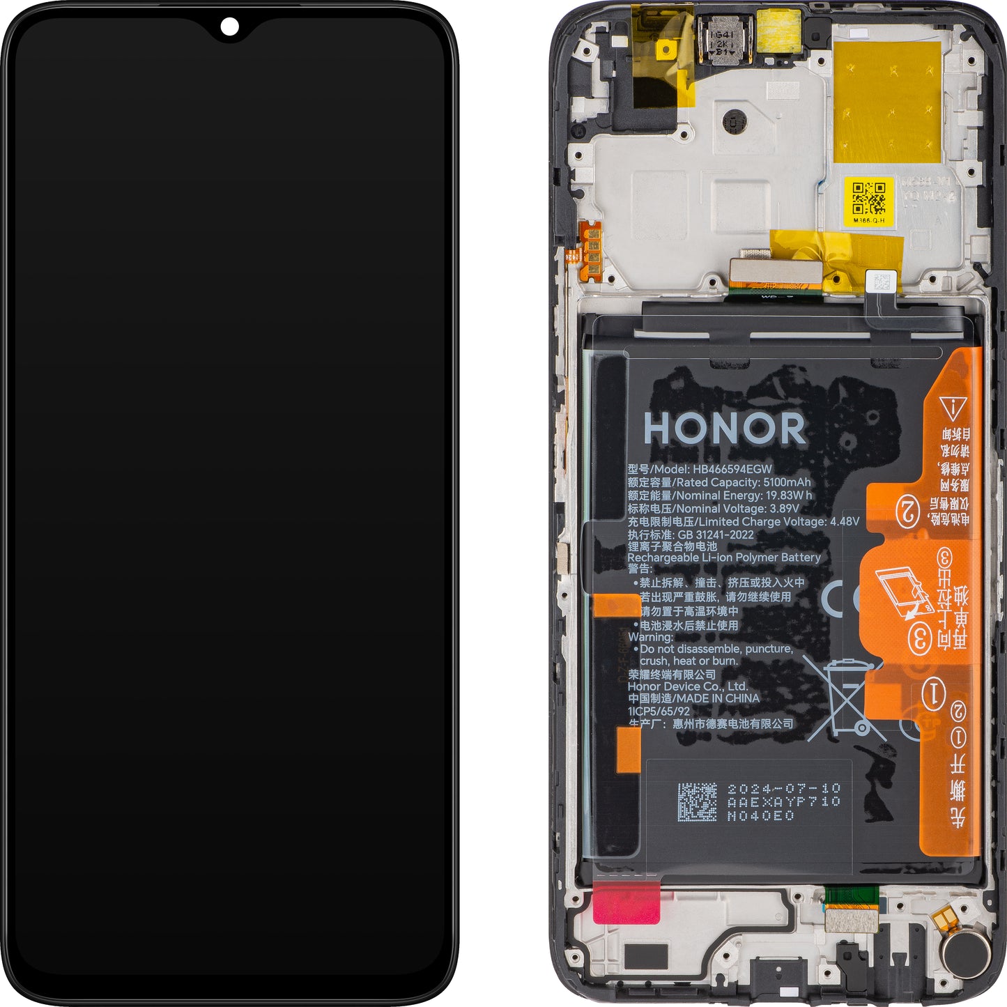 Zaslon na dotik Honor X5 Plus / X6a, z okvirjem in baterijo, črn, servisni paket 0235AJLY