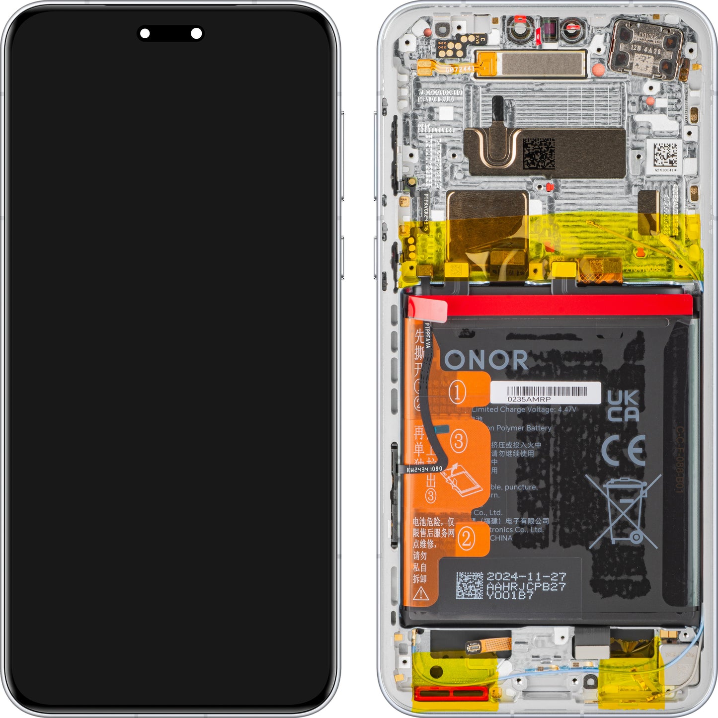 Zaslon s Touchscreenom Honor Magic7 Pro, z Okvirjem in Baterijo, Siv (Lunar shadow Grey), Service Pack 0235AMRN