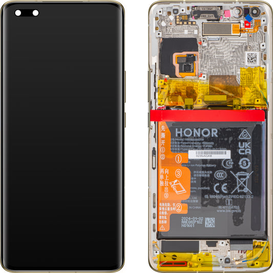 Zaslon na dotik z zaslonom na dotik Honor Magic4 Pro, z okvirjem in baterijo, zlat, servisni paket 0235AGXB