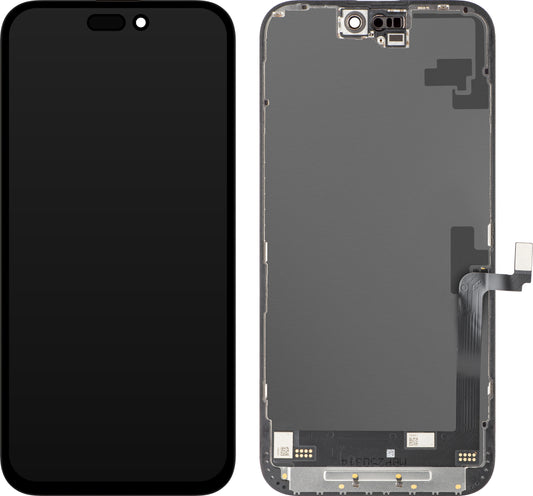 Zaslon na dotik JK za Apple iPhone 16 Plus, z okvirjem, različica LCD In-Cell IC Movable, črn