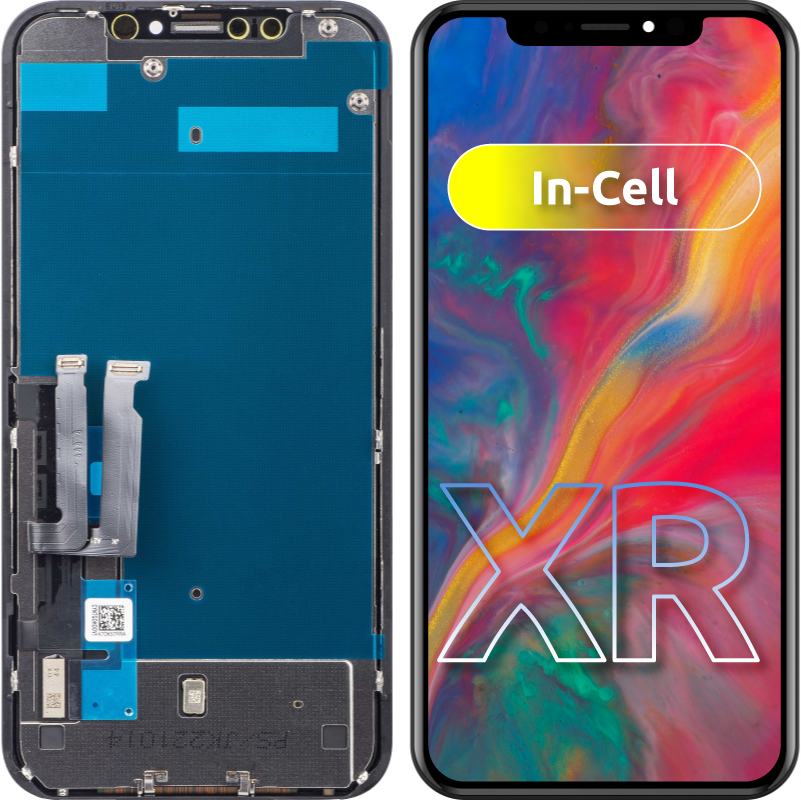 JK Zaslon na dotik za Apple iPhone XR, z okvirjem, izvedba LCD v celici, črn