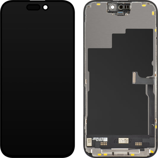 Zaslon s tehnologijo na dotik JK za Apple iPhone 15 Pro, z okvirjem, različica LCD In-Cell IC Movable, črna