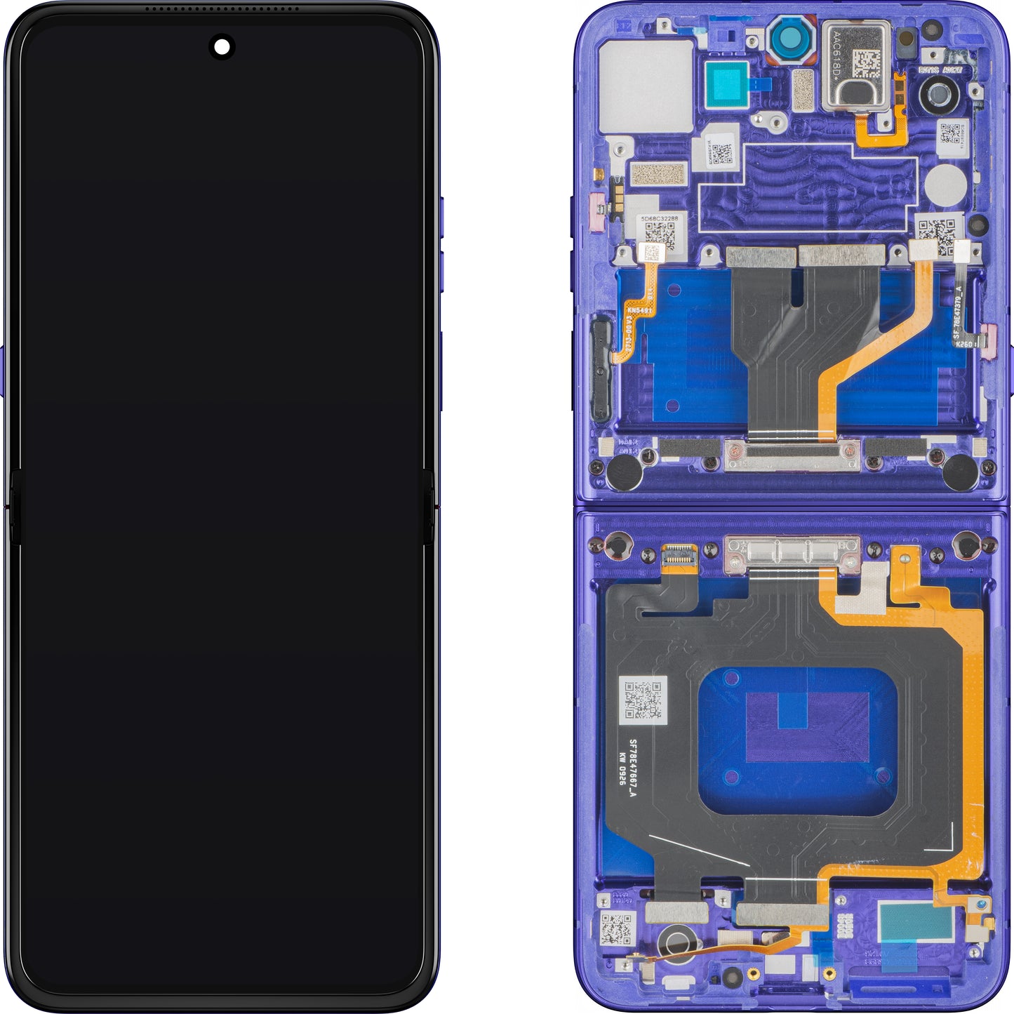 Zaslon na dotik Motorola Razr Ultra 2026 / Razr 70 Ultra, z okvirjem, pod notranjim delom, modra (Pantone Orient Blue) Service Pack 5D68C32859