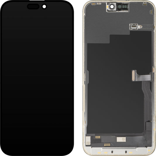 Zaslon s tehnologijo na dotik MP, združljiv z Apple iPhone 15 Pro Max, z okvirjem, različica OLED FHD Diagnostic, črn