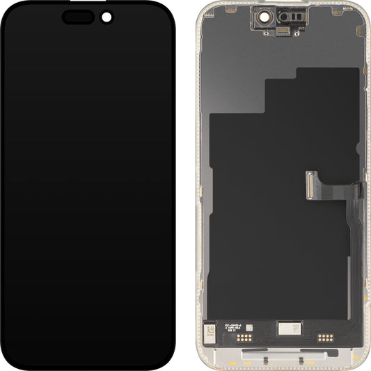 MP zaslon na dotik, združljiv z Apple iPhone 15 Pro, z okvirjem, Premium Soft OLED FHD 120Hz različica, črna