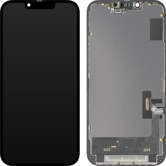 Zaslon s tehnologijo na dotik MP, združljiv z Apple iPhone 14, z okvirjem, različica Soft OLED FHD 120Hz IC Movable, črn