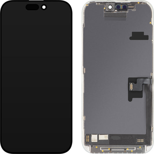 Zaslon na dotik MP, združljiv z Apple iPhone 16 Pro, z okvirjem, različica Soft OLED FHD 120Hz IC Movable, črn