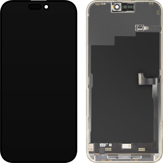 MP zaslon na dotik, združljiv z Apple iPhone 15 Pro Max, z okvirjem, premium različica Soft OLED FHD 120Hz Diagnostic, črna