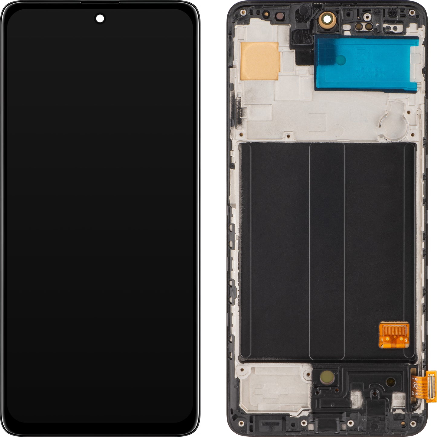 MP zaslon na dotik, združljiv s Samsung Galaxy A51 A515, z okvirjem, različica OLED, črn