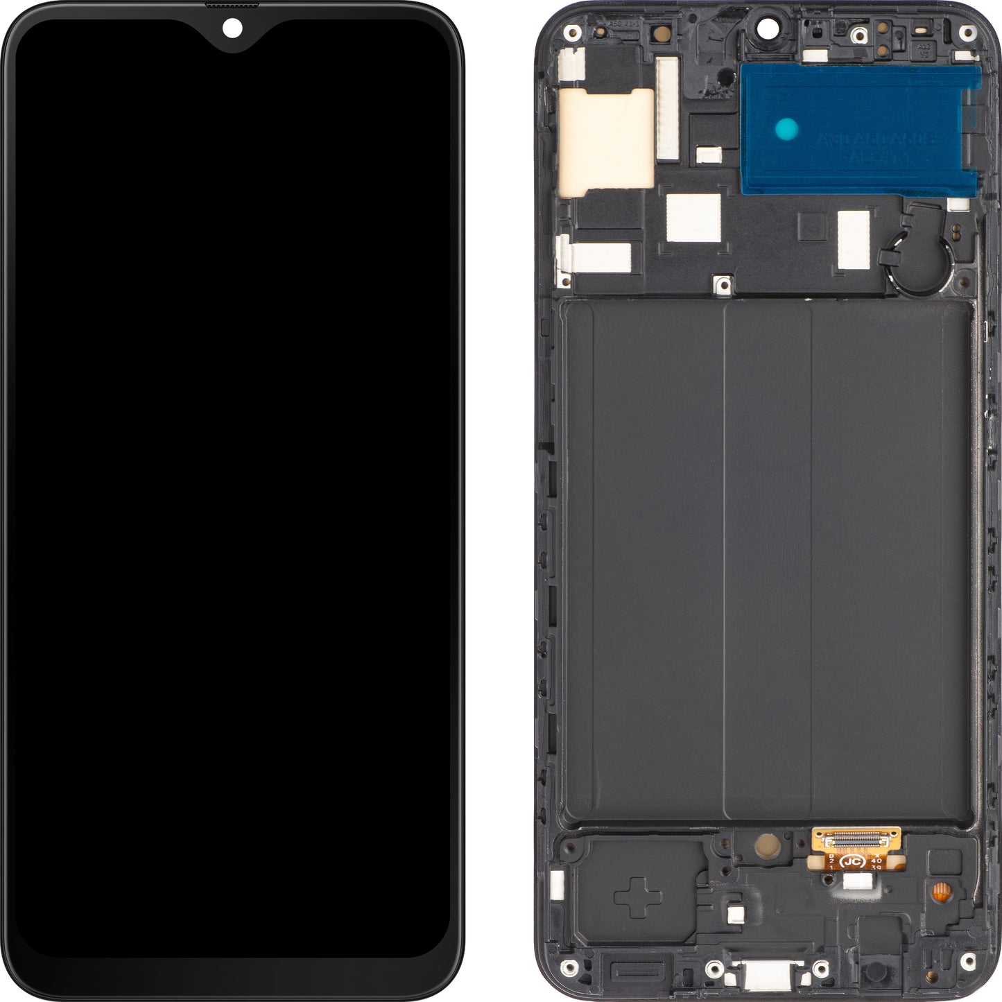 MP zaslon na dotik, združljiv s Samsung Galaxy A50 A505, z okvirjem, različica OLED, črn