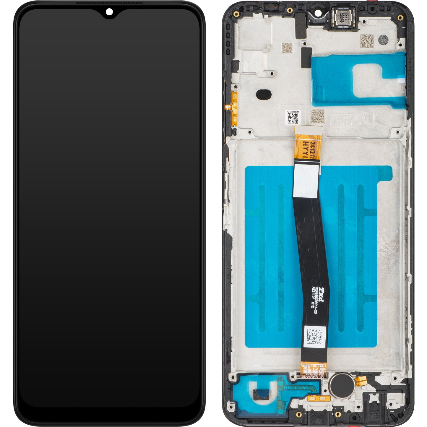 MP zaslon na dotik, združljiv s Samsung Galaxy A22 5G A226, z okvirjem, črn