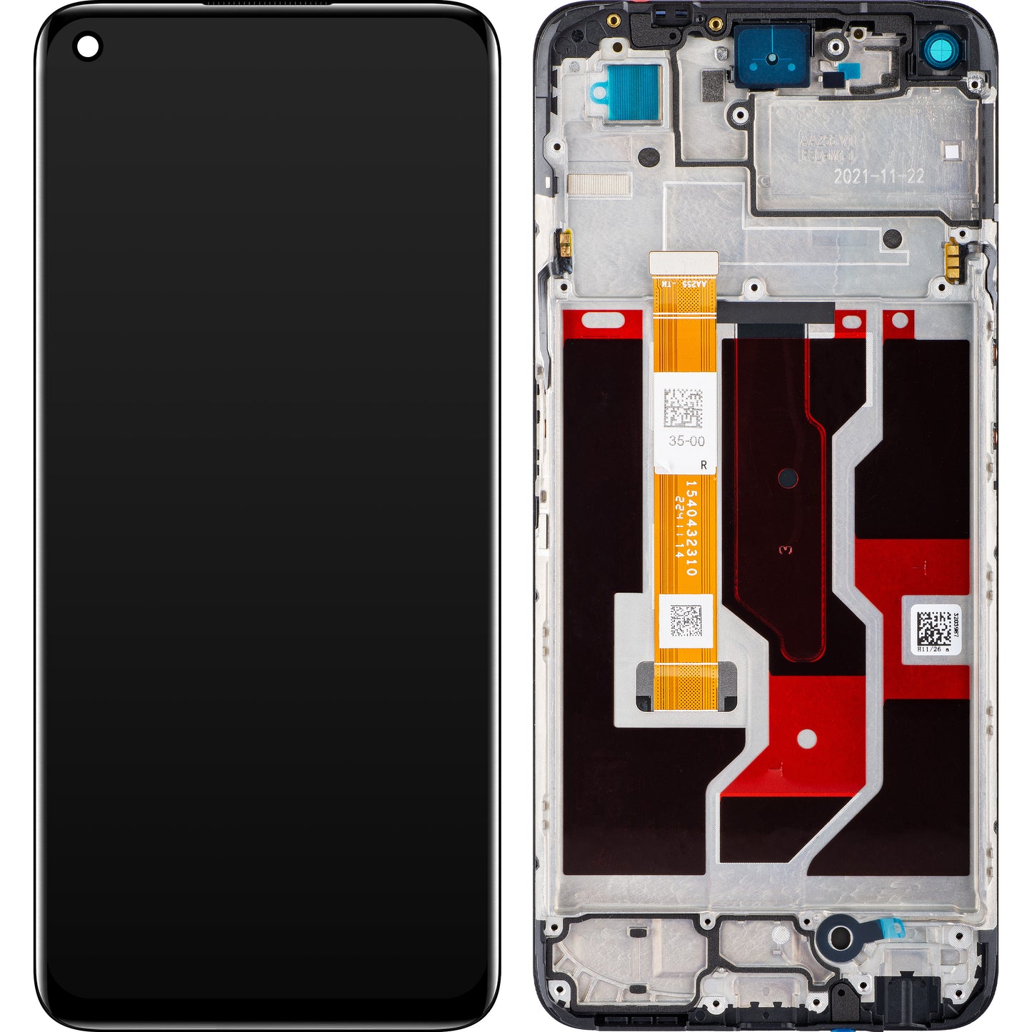 Zaslon na dotik Oppo A96, z okvirjem, črn, servisni paket 4130058