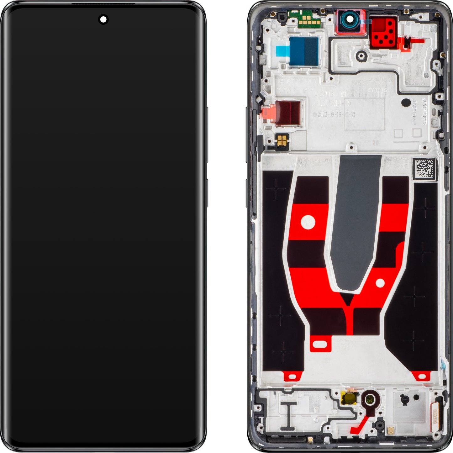 Oppo Reno10 zaslon na dotik z okvirjem, črn (srebrno siv), servisni paket 621029000060