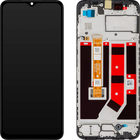 Oppo A18 / A38 Zaslon na dotik z okvirjem, črn, servisni paket 621029000099