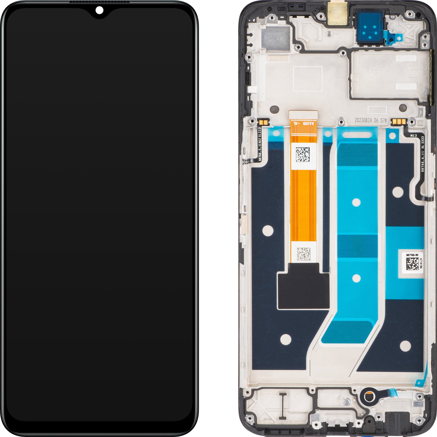 Oppo A78 5G zaslon na dotik, z okvirjem, črn, servisni paket 4130428