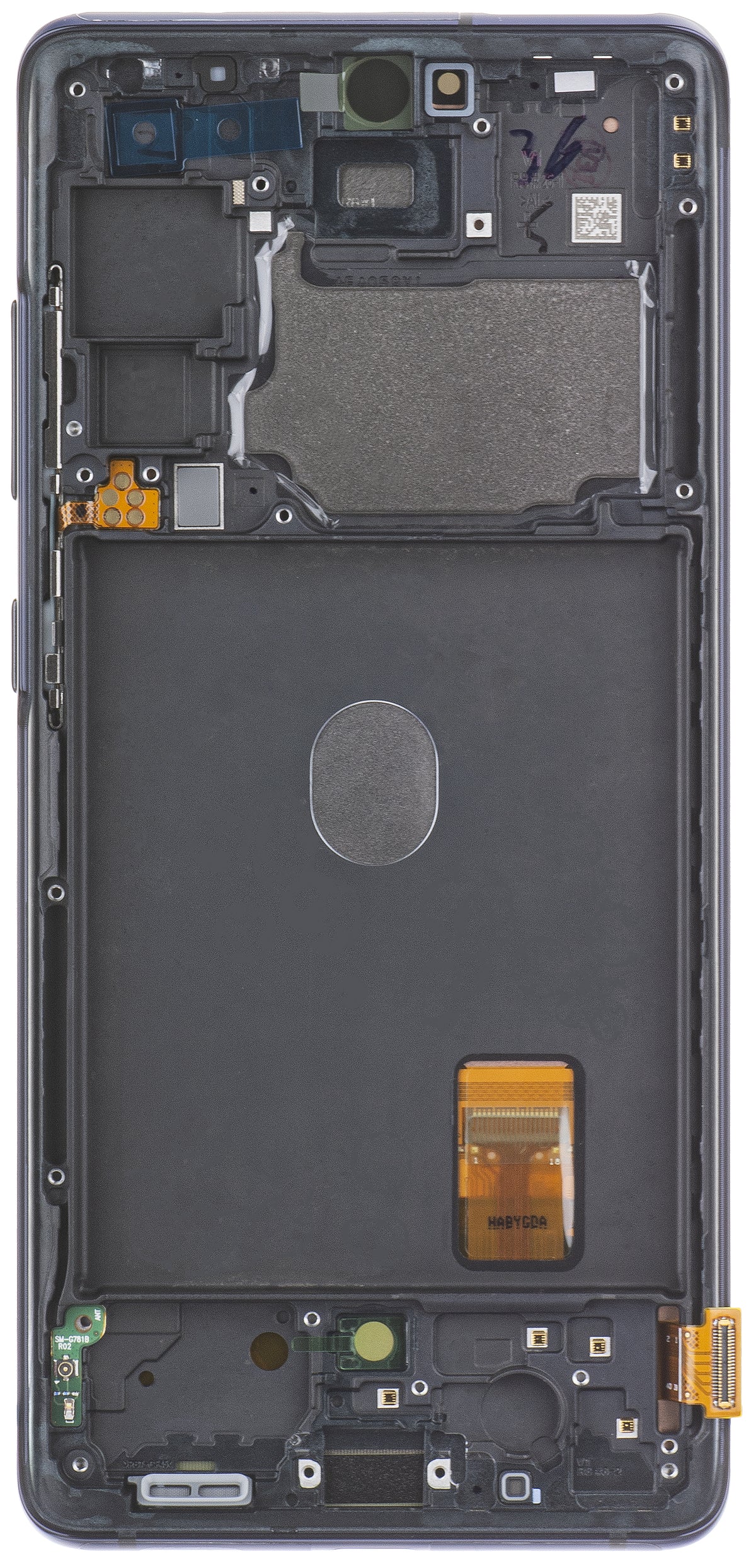 Zaslon s touchscreenom Samsung Galaxy S20 FE 5G G781, z okvirjem, temno moder, zamenjava GH82-24214A
