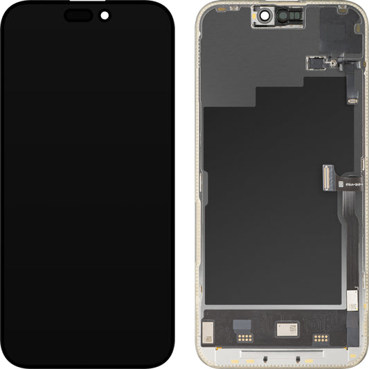 Zaslon na dotik in senzor bližine MP, združljiv z Apple iPhone 15 Pro Max, z okvirjem, programska različica OLED FHD 120Hz Diagnostic, črna
