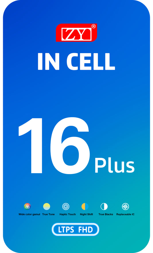 Zaslon na dotik ZY za Apple iPhone 16 Plus, z okvirjem, LCD In-Cell različica, črn