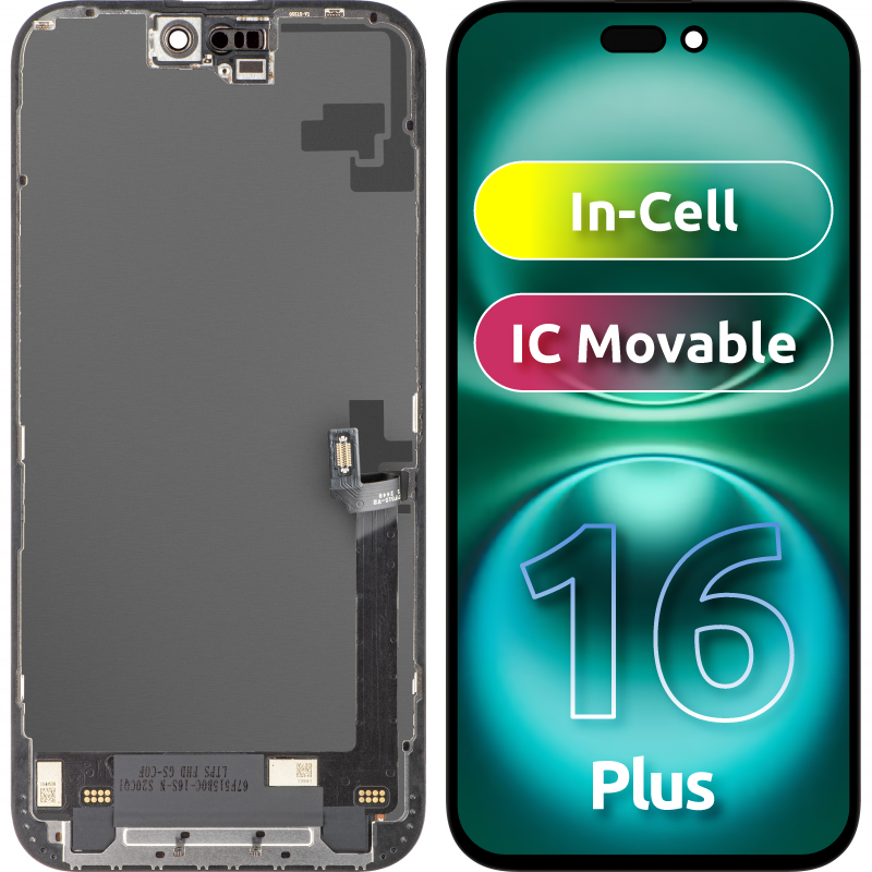 Zaslon na dotik ZY za Apple iPhone 16 Plus, z okvirjem, LCD različica In-Cell IC Movable, črn
